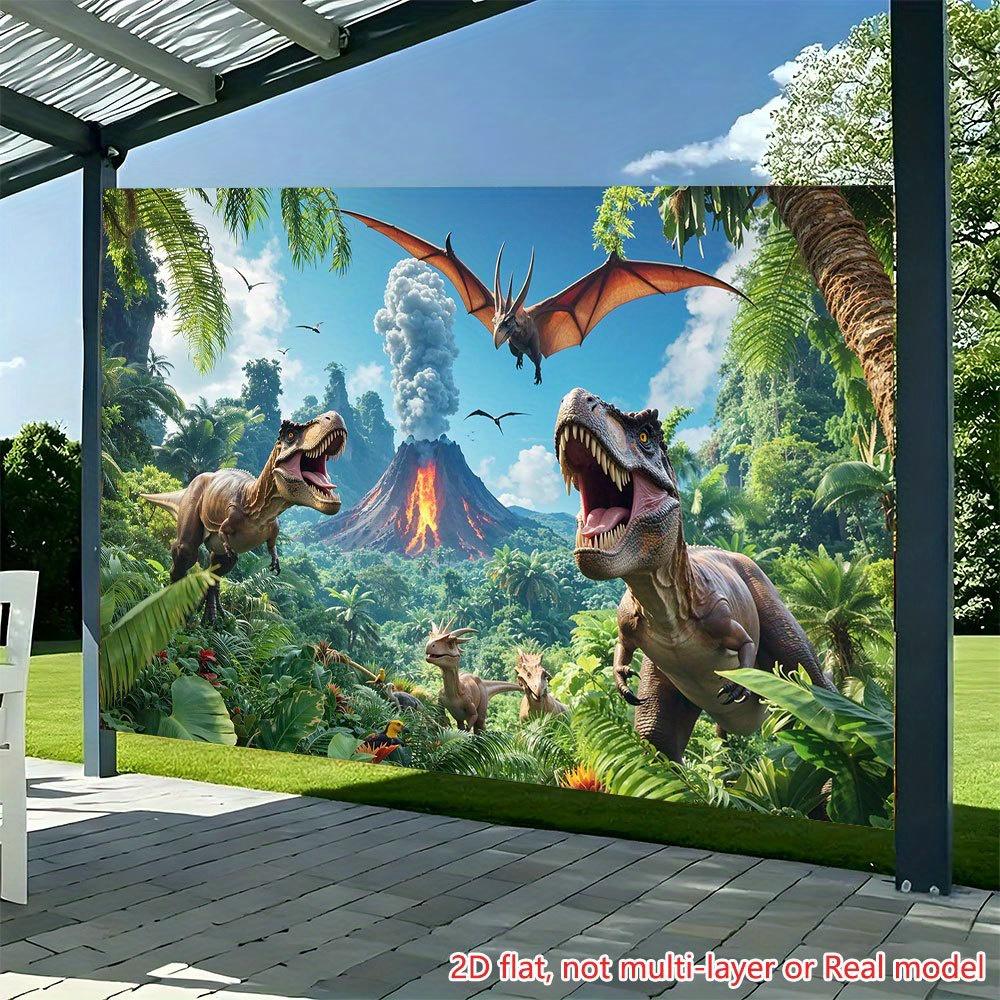 2D Plane - Integrated high-definition printed background banner featuring a theme of volcanic dinosaur jungle