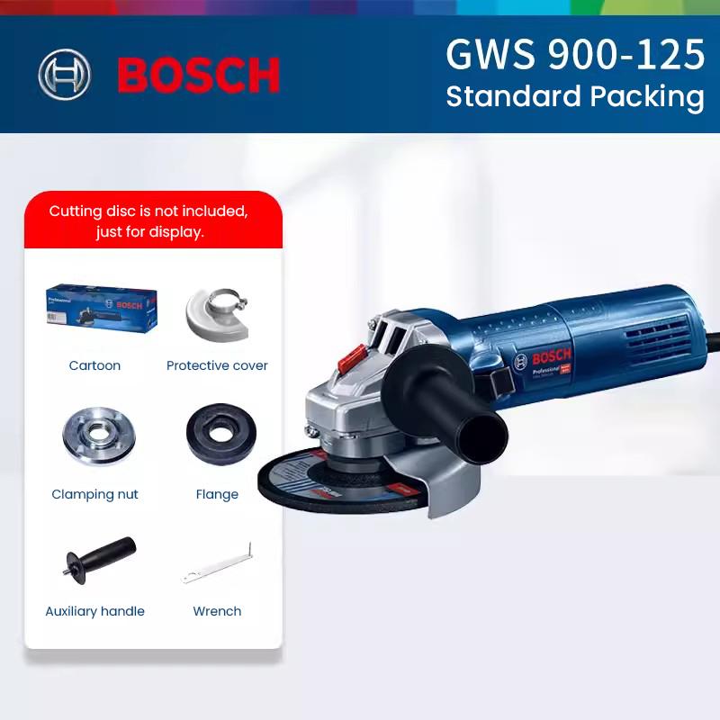 Bosch Угловая шлифовальная машина GWS 900 Профессиональная угловая шлифовальная машина для тяжелых условий эксплуатации Компактная крышка головки, экономящая 40% пространства, подходит для работы в узких пространствах