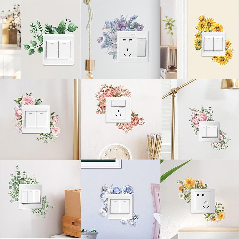 Leaf Green Plant Switch Wall Sticker PVC Removable Wide Application DIY Flower Leaf Switch Wall Sticker Home Decoration Decal