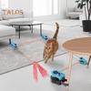 Cat Feather Treadmill Toy Auto/Remote Control DIY Simulated Cat Mouse Hunting Toy Adjustable Speed Interactive Chasing Game for Indoor Cats