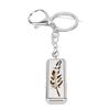 Aromatherapy Essential Oil Diffuser Keychain Stainless Steel Rectangular Hollow Leaf Pattern