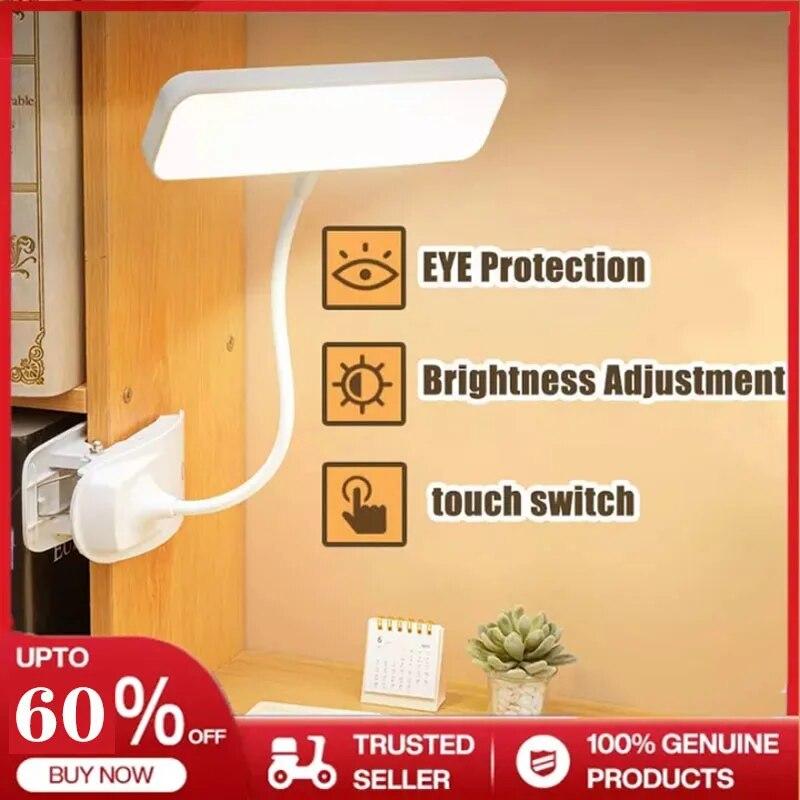 Настольная лампа Светодиодные настольные лампы 3 режима затемнения Зажим для учебы Освещение USB-книга Перезаряжаемая лампа для чтения 5 В