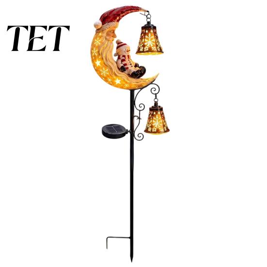 Easy Installation Outdoor Lighting Solar Christmas Garden Stake Light, 31.5 Inch Santa Snowman LED Pathway Lights, Powered Walkway Lights Waterproof