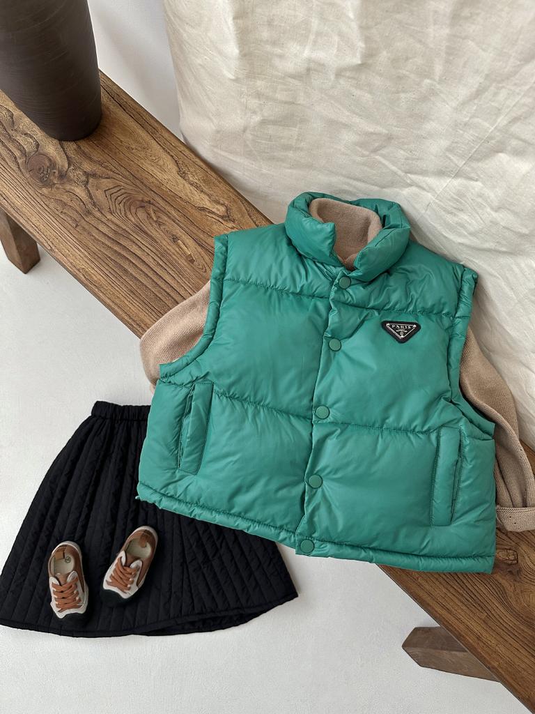2024 Winter Kids Vests Waistcoats Thicken Warm Down Outerwear Coats Toddler Vest Lightweight Girls Boys Jacket Korea Style