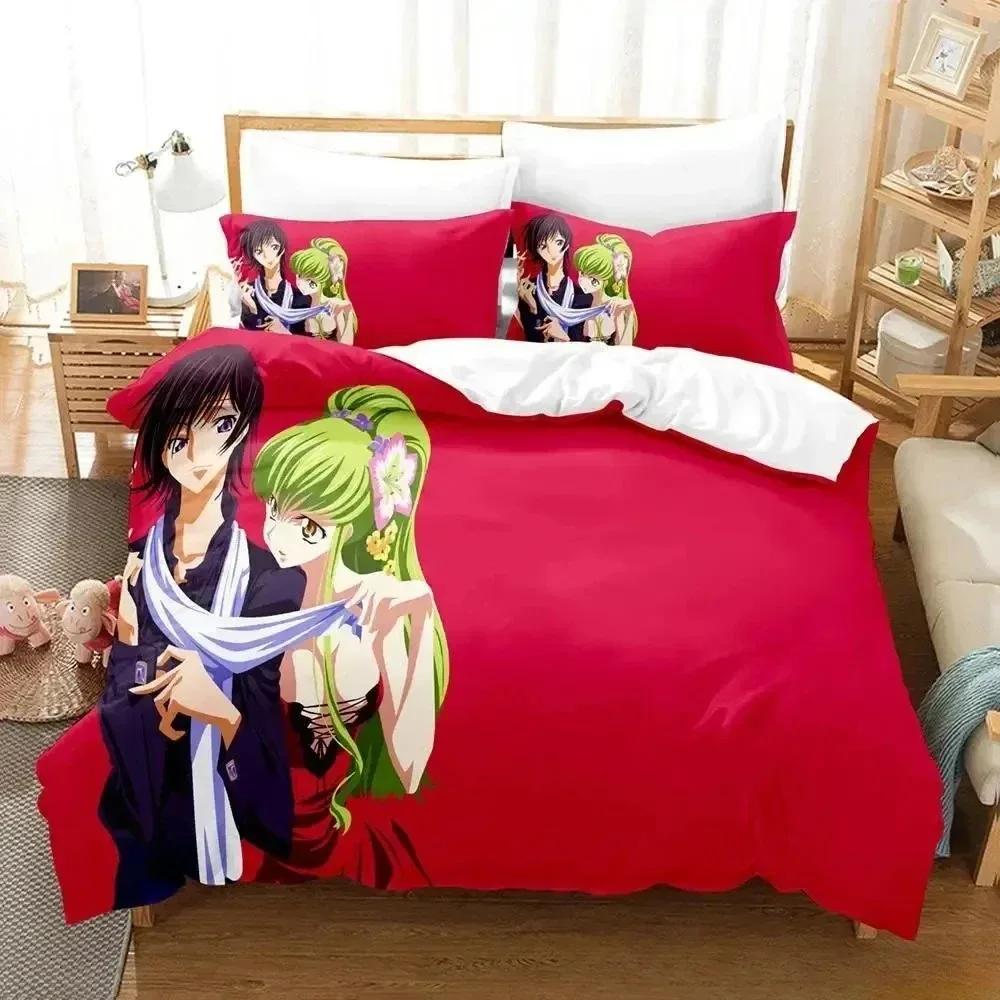Дом Гостиная CODE GEASS 3D НОВЫЙ Пододеяльник Наволочка Комплект постельного белья Взрослый Мальчик Девочка Спальня Декор Дети Односпальный Двуспальный Большой