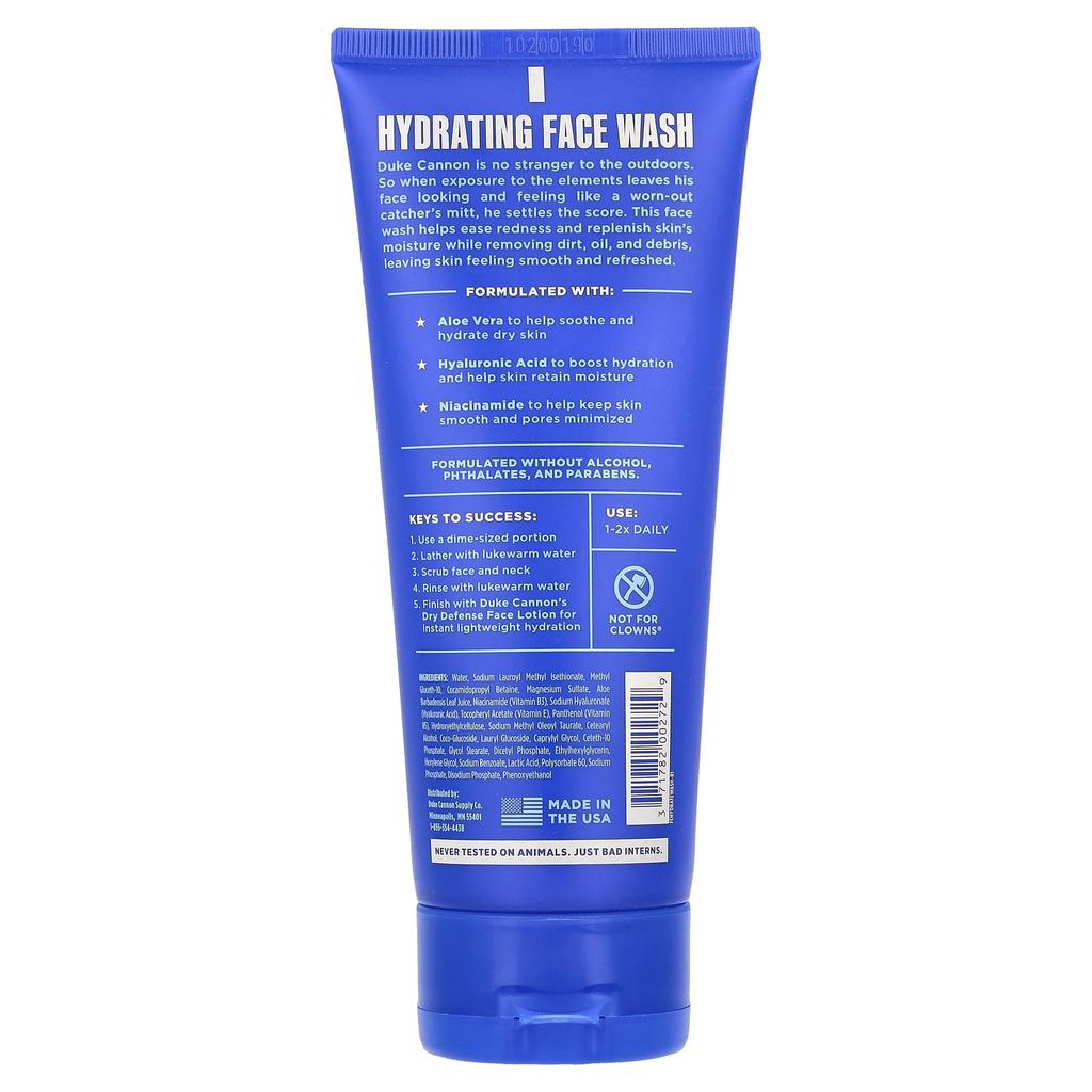 Duke Cannon Supply Co. Hydrating Face Wash, Fragrance Free, 177 Ml (6 Fl Oz)