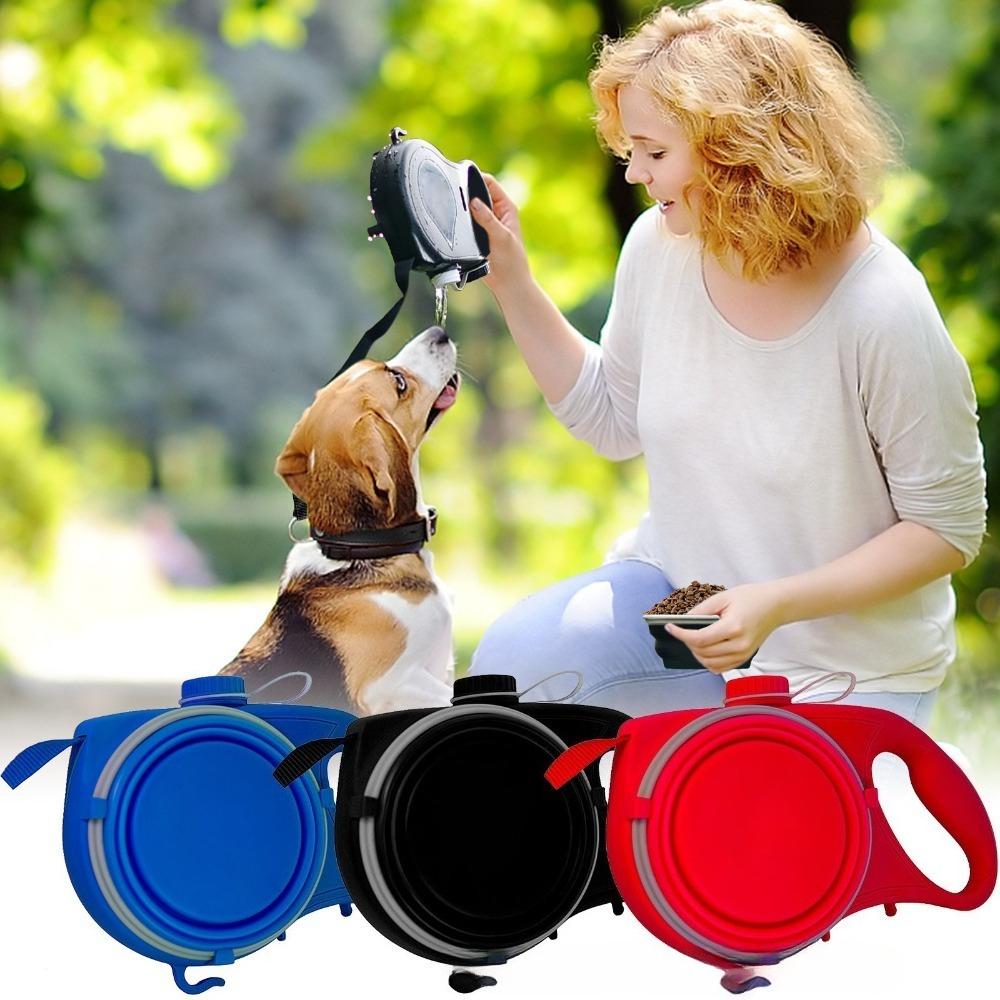 3-in-1 Dog Leash with Water Bottle Bowl Retractable Lead for Puppy Medium Pet Walking Automatic Universal Portable Supplies 2025