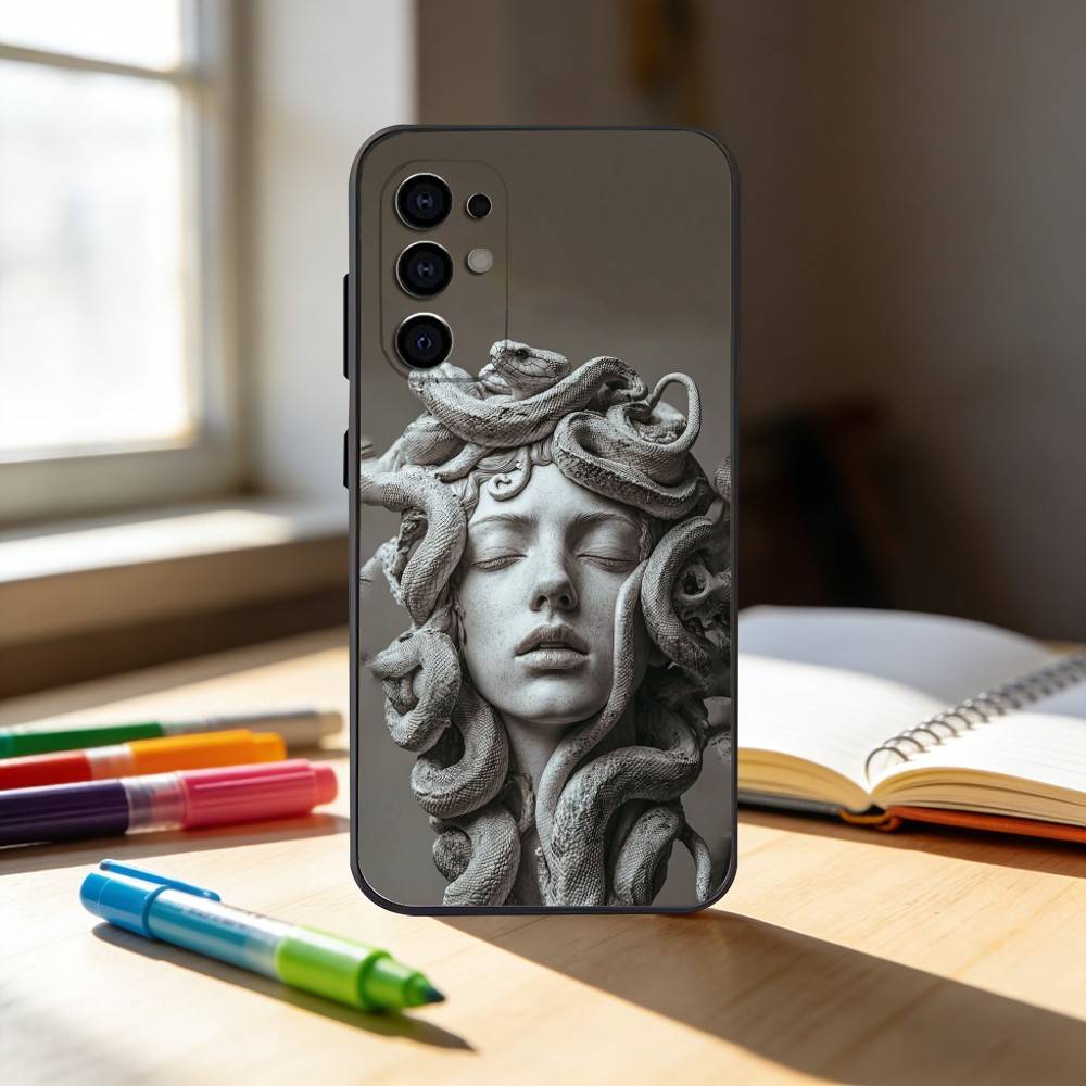 M-Medusa G-Greek Mythology Phone Case For Samsung S25,S24,S21,S22,S23,S30,Ultra,S20,Plus,Fe,Note,10,9,5G Black Cover