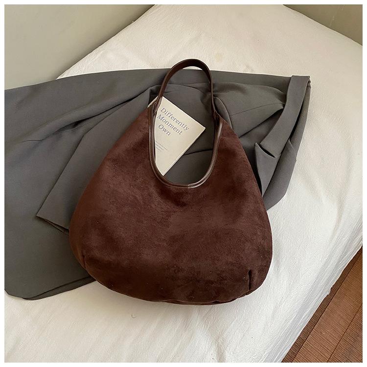 Large Capacity Suede Tote Bag Women's 2025 New Autumn Daily Shoulder Bag Underarm Bag Commuter Messenger Bag