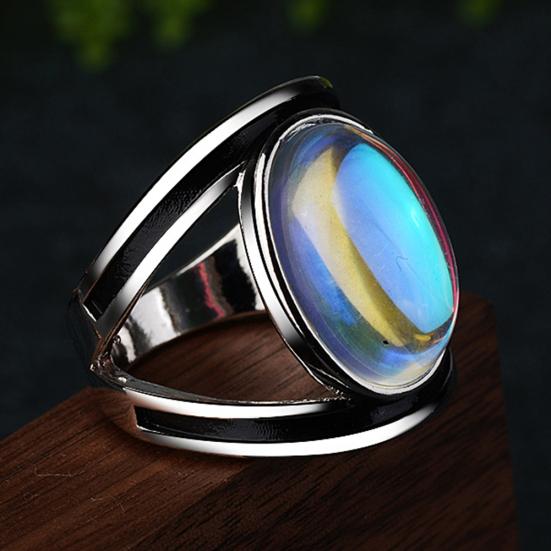 Женское большое овальное многоцветное кольцо на палец из искусственного лунного камня, ювелирный декор, подарок