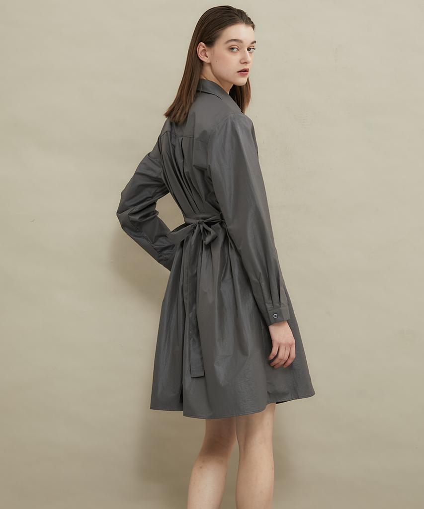 Manavis Seven Gloss Shirt Dress [Gray]