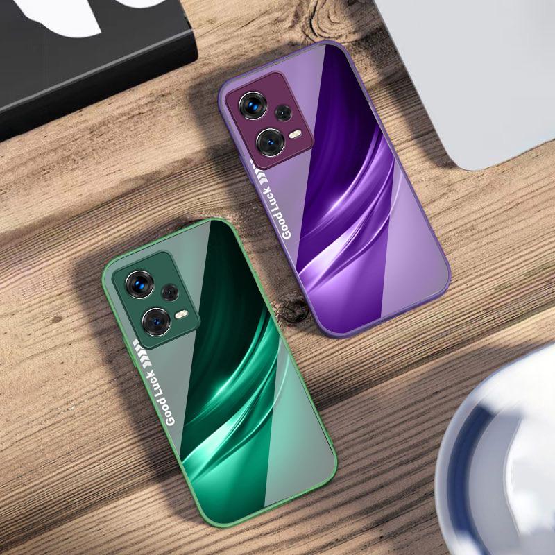 Счастливый Градиентный Волнистый Чехол для Телефона Xiaomi 14 Ultra 13 Lite Redmi Note 13 11 Pro 12 Plus Poco X6 3 Pro F4 6 GT Закаленный Чехол для Телефона