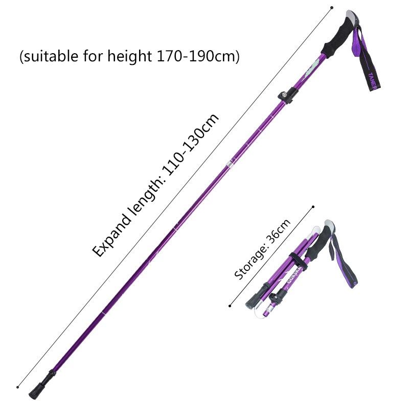 1PC 5-Section Outdoor Fold Trekking Pole Camping Portable Walking Hiking Stick For Nordic Elderly Telescopic Easy Put Into Bag