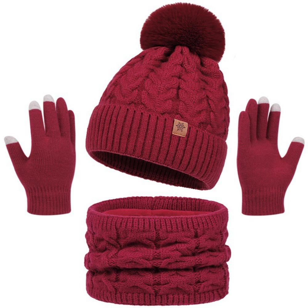 Thickened Women Hat Scarf Gloves Set Solid Color Women's Winter Accessories Set Winter Season
