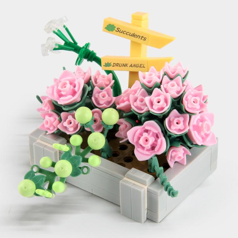 Детский строительный блок, игрушка, цветочная композиция, строительный блок в горшке, сборка своими руками, мелкий строительный блок, набор цветов