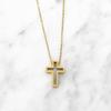 [mico.lor] Stainless Steel Necklace (197) Cross Pendant, Surgical Stainless Steel 316L, Hypoallergenic, Women's, Men's, Pink Gold