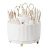 360-Degree Rotatable Cosmetic Storage Box Large Capacity Multiple Compartments Stationery Organizer Makeup Brush Holder