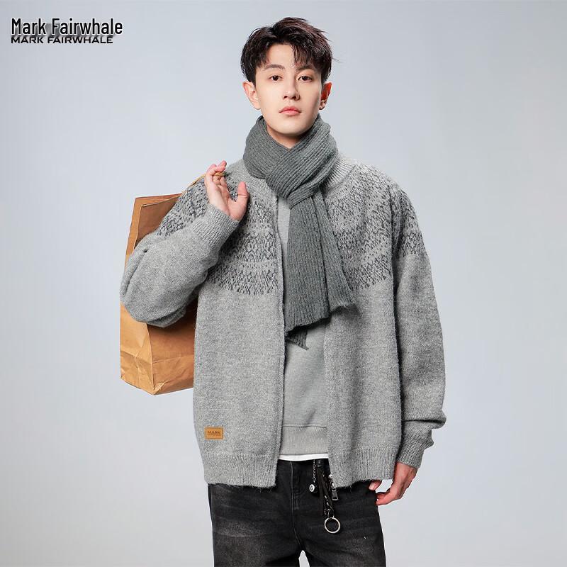 MARK FAIRWHALE Men's Color Block Full-Zip Stand Collar Sweater