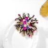 Female Fashion Vintage Rainbow Crystal Sunflower Brooches For Women Luxury Yellow Gold Color Alloy Plant Brooch Safety Pins