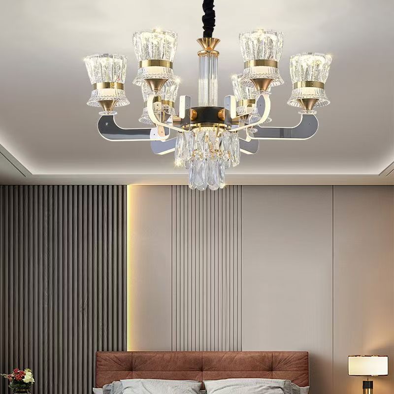 Современный минималистский светодиодный хрустальный светильник для холла виллы, главный светильник для спальни ресторана