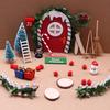 1 Set Christmas Mini Elf Door Decoration Wooden Fairy Garden Tiny Gnome Door Figurine Statue Miniature Xmas Scene Model Ornament