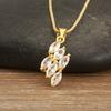 Nidin Fashion Rhombus Shape Shiny Colorful/White Zircon Charm Pendant Necklace For Women Bridal Engagement Chain Link Jewelry