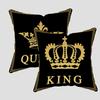 Черный и Золотой Король и Королева Буквы Квадратный Декор для Дома и Офиса Наволочка Подушка Мягкий и Невыцветающий
