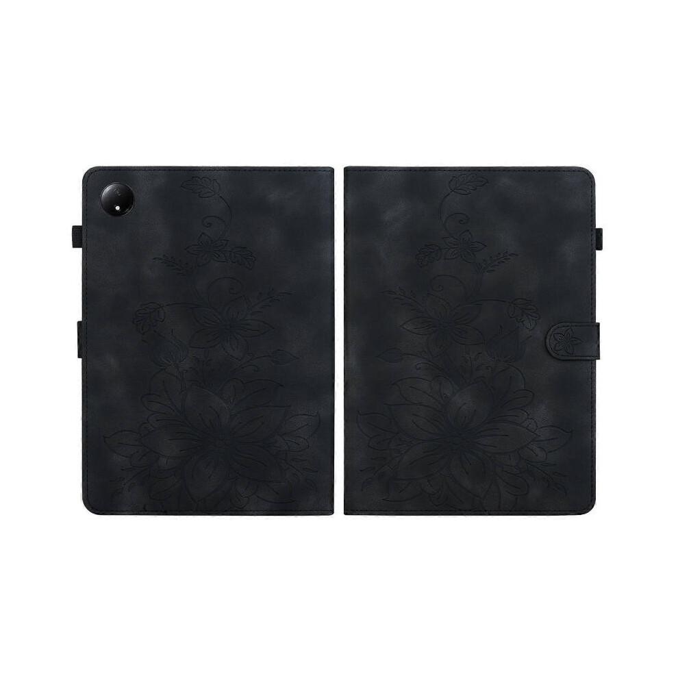 (For Xiaomi Redmi Pad SE 8.7,Black)Lily Embossed Leather Tablet Case