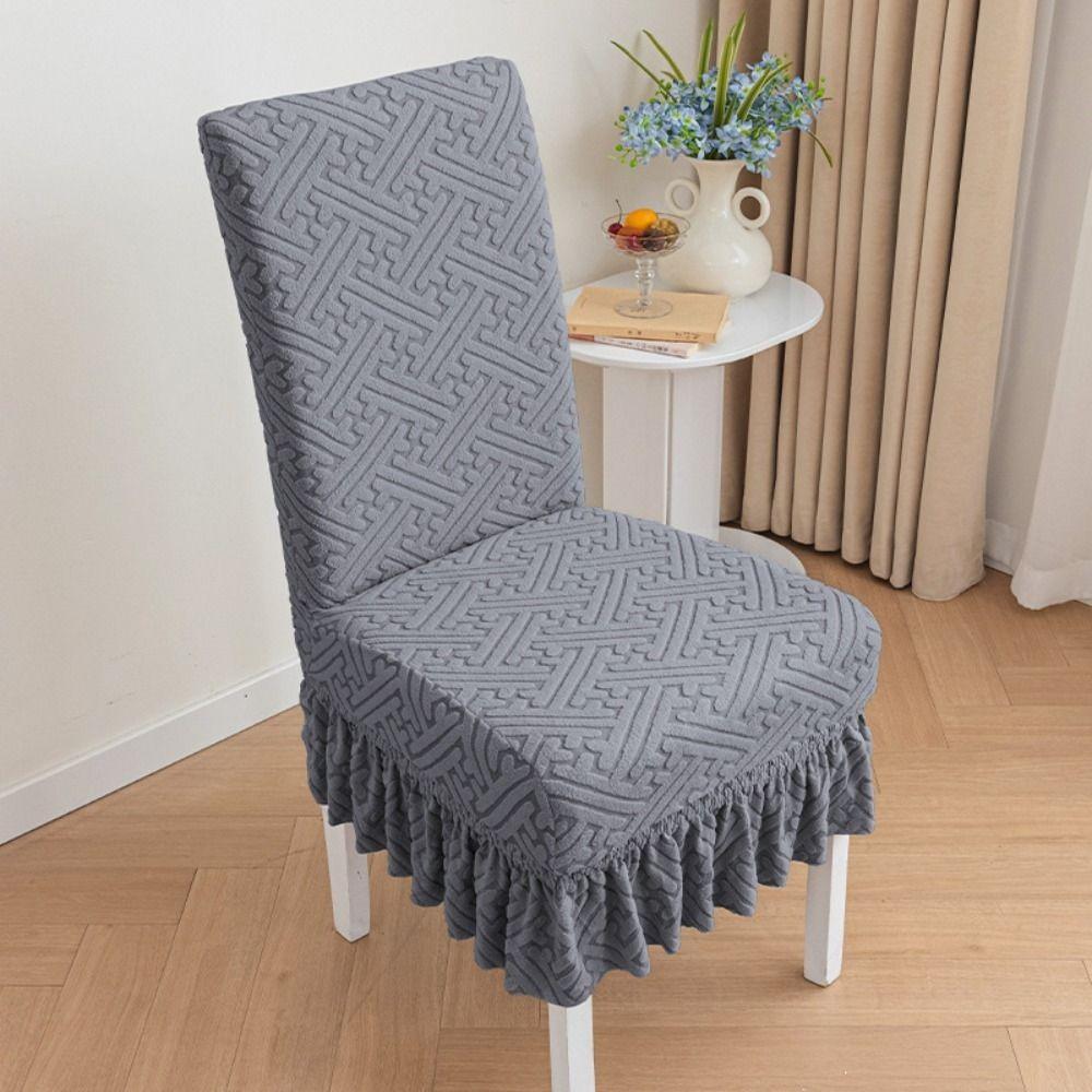 Jacquard Chair Covers Skirt Edge Dining Chair Protector Comfortable Seat Covers Hotel