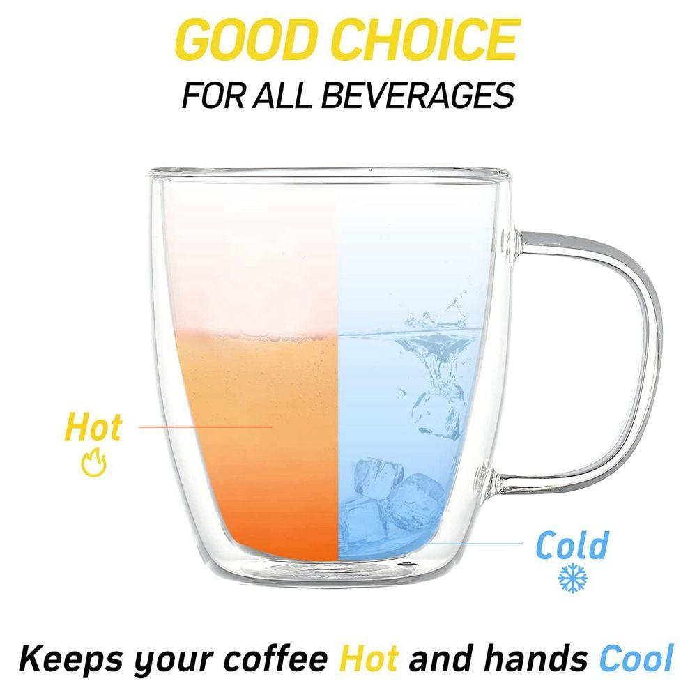Cappuccino Latte for Juice Milk Glass Cup Coffee Mug Tea Cup Dinking Glasses Insulated Glass Cup