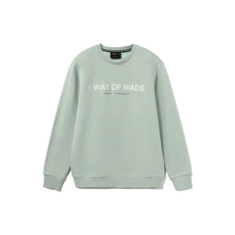 Li Ning Wade Series с логотипом и принтом на плюшевой подкладке, теплая светоотражающая толстовка с круглым вырезом, мужская толстовка, зеленая, AWDR839-4