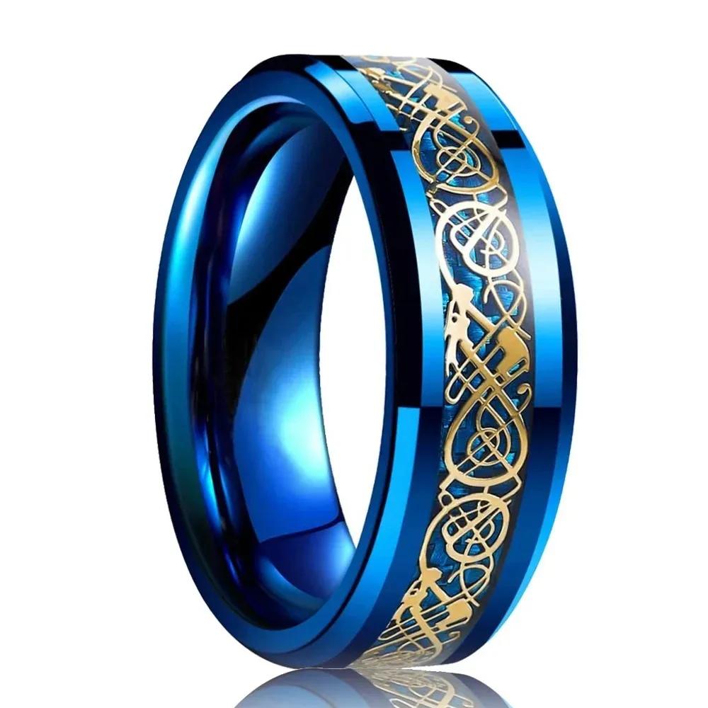 Vintage CopperColor Titanium Stainless Steel Rings for Men Black Carbon Fiber Ring Wedding Jewelry Christmas Gift Accessories