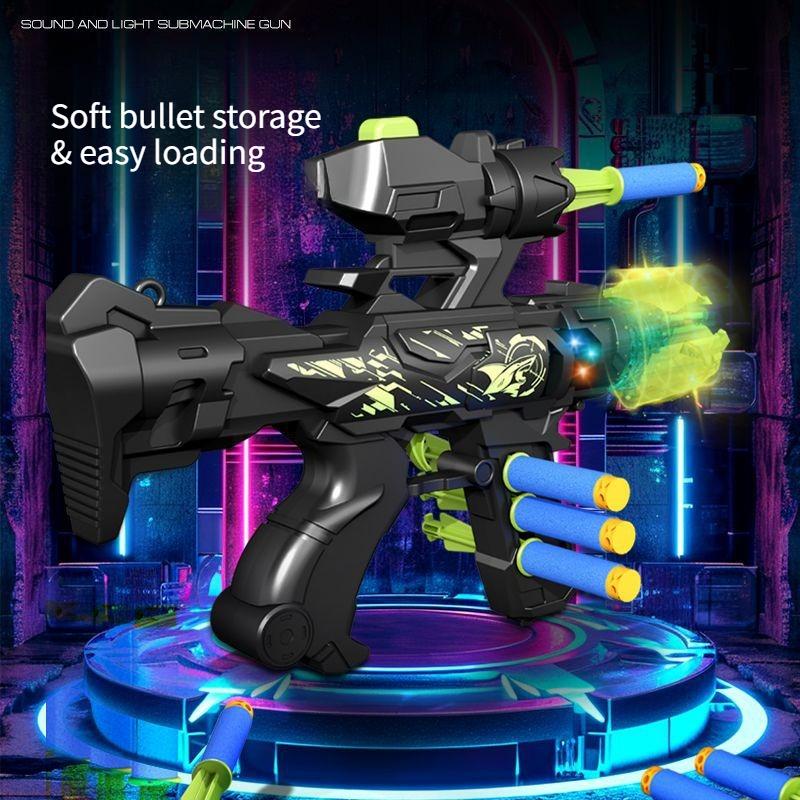 Мягкопулевой игрушечный пистолет с мигающими огнями, звуками боя, мультяшный бластер для детей, безопасная, разноцветная модель пистолета-пулемета, подарки для мальчиков
