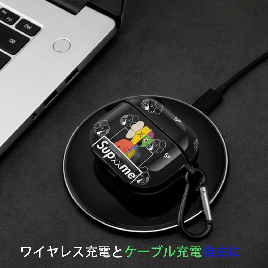 SHIBANG AirPods 4 Case (Black-2) – TPU Shockproof Protective Cover, Split-Lid Design, Wireless Charging Compatible, with Carabiner & Keychain