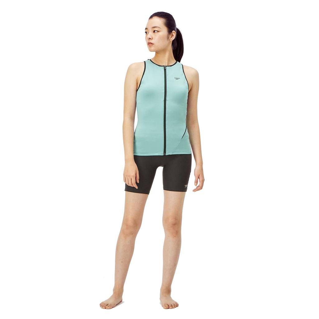 Speedo Diagona Zip Separates Fitness Dusty XOT Women's Swimsuit, Green,