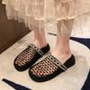 Модные летние женские шлепанцы, плоские, дышащие, с круглым носком, со стразами, женские мюли, сетчатые, модные, для улицы, пляжная обувь, Zapatillas De Mujer