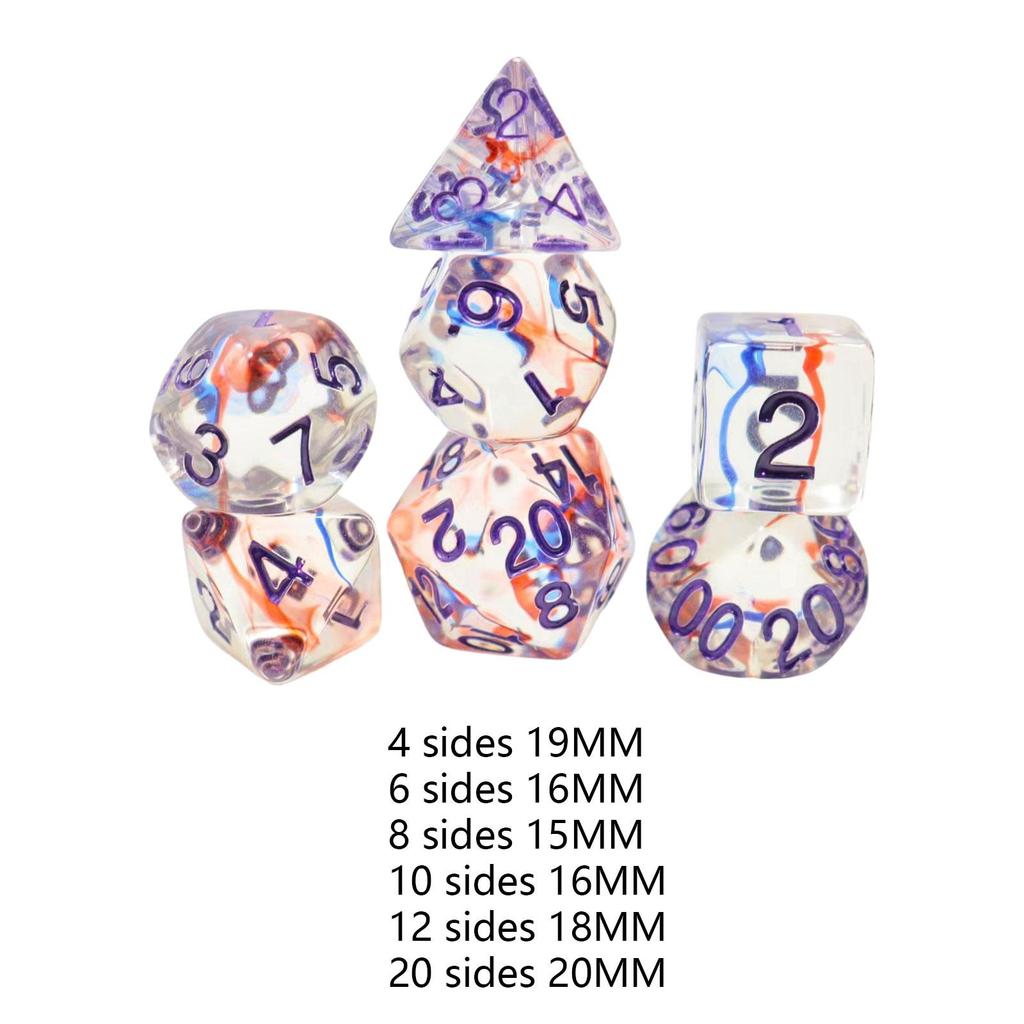 7Pcs Dice Set D20 D12 D10 D8 D6 D4 Game Dices Set for Bar Role Playing Game