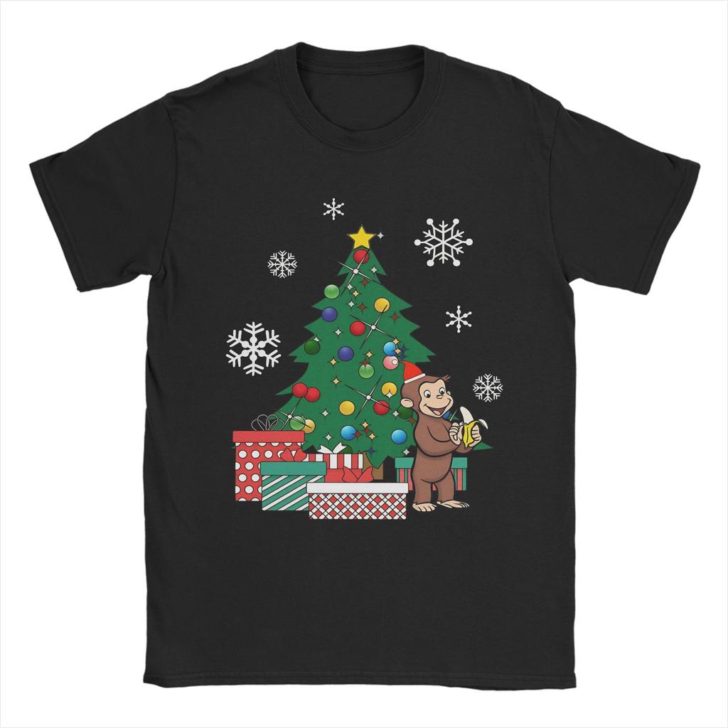 Cartoon Banana Cute Brown Monkey T Shirt Cotton Fun T-Shirts Crewneck Curious George Tees Short Sleeve Clothes Plus Size