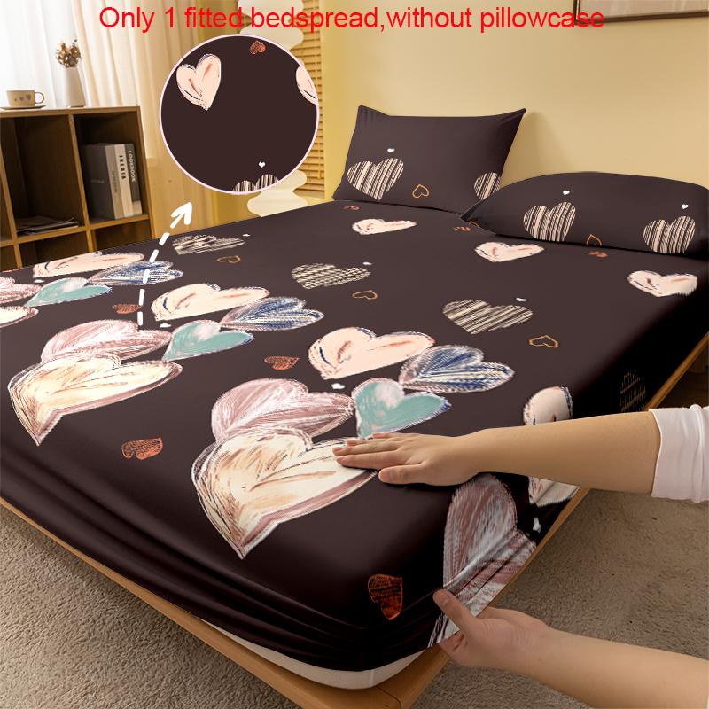 1 простая современная матовая простыня на резинке с геометрическим рисунком в форме сердца, покрывало для кровати с принтом в спальню, постельное белье (Исключая наволочки)