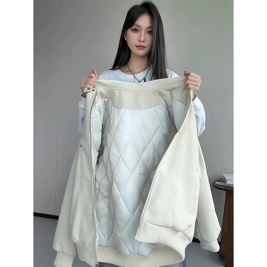 Мужская осенне-зимняя мотоциклетная куртка Off-White из ПУ-кожи с подкладкой, утолщенный хлопковый бейсбольный стиль для пар