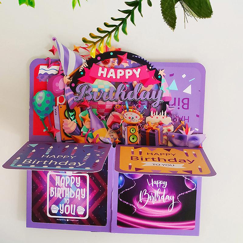 3D Pop Up Happy Birthday Greeting Card Gift Greeting Cards For Birthday With Envelope Blessing Postcard Party Gifts