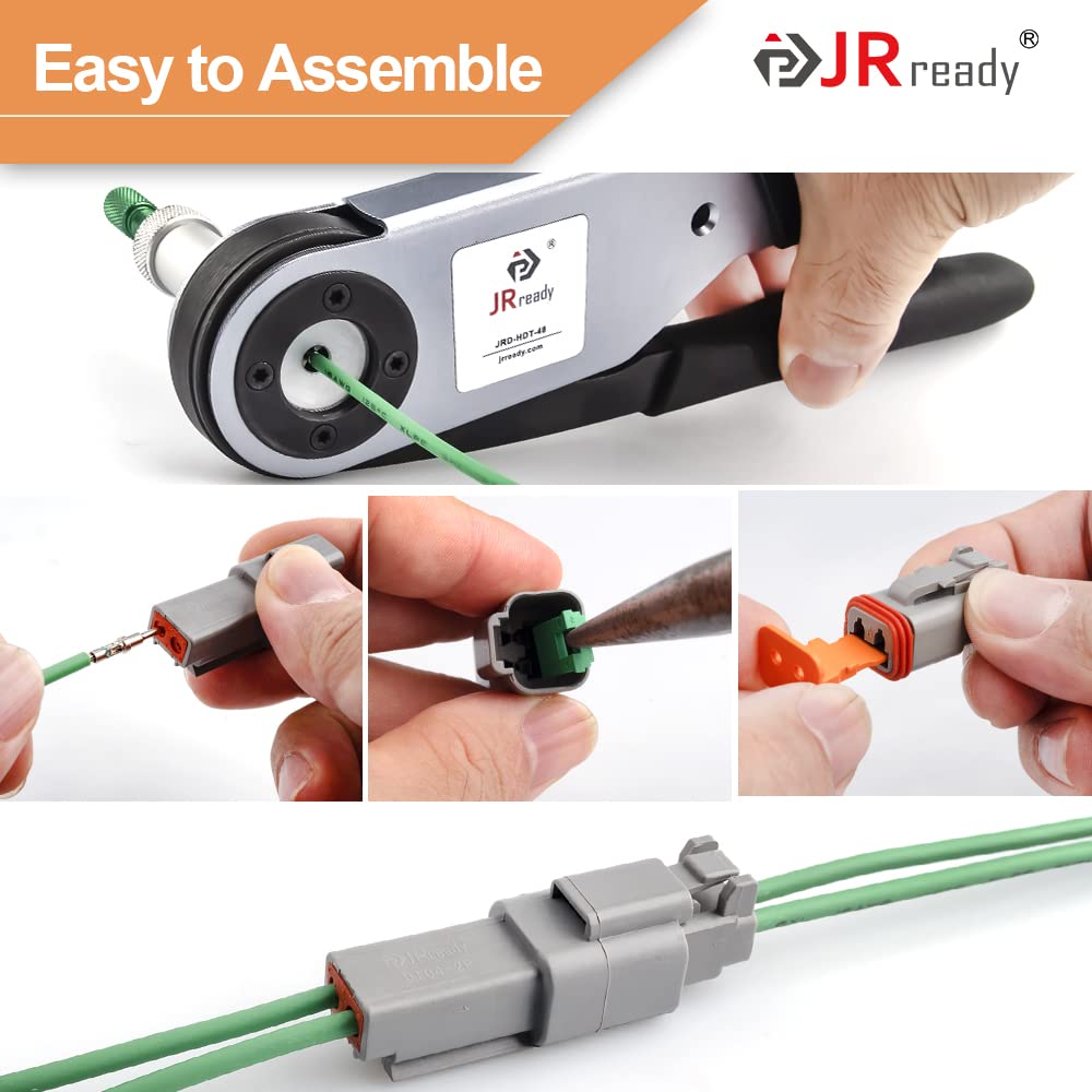 Разъем Deutsch 2-контактный JRready ST6246 10 комплектов, DT04-2P DT06-2S Серый водонепроницаемый электрический разъем для проводов с цельными контактами 14-20AWG