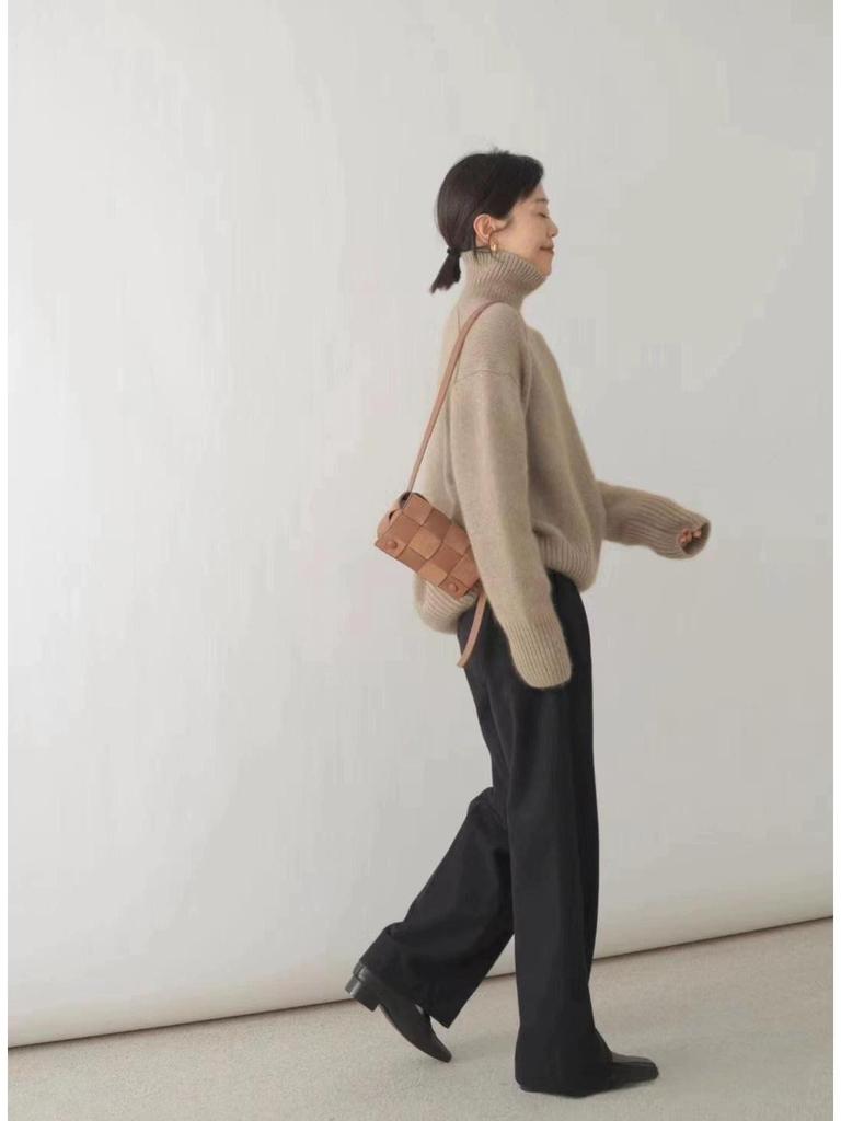 Women's Thick Knit High-Collar Loose Pullover Sweater - Versatile Autumn/Winter Style