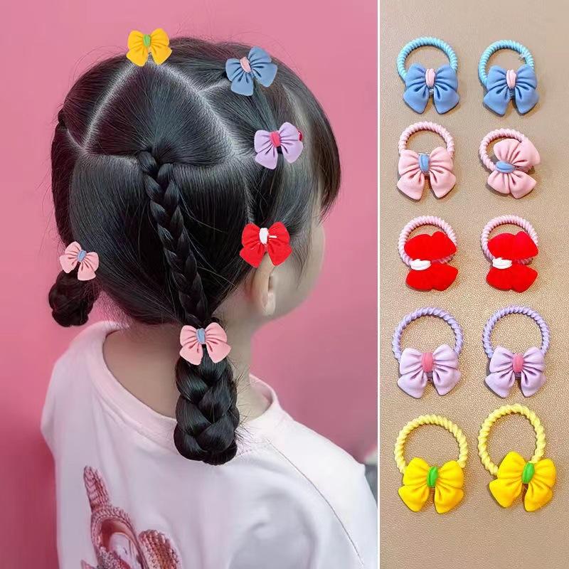 10 шт. цветочных повязок для волос, резинок для волос, вязаных бантов, резинок для волос для девочек, аксессуаров для волос, свежих и милых резинок для девочек