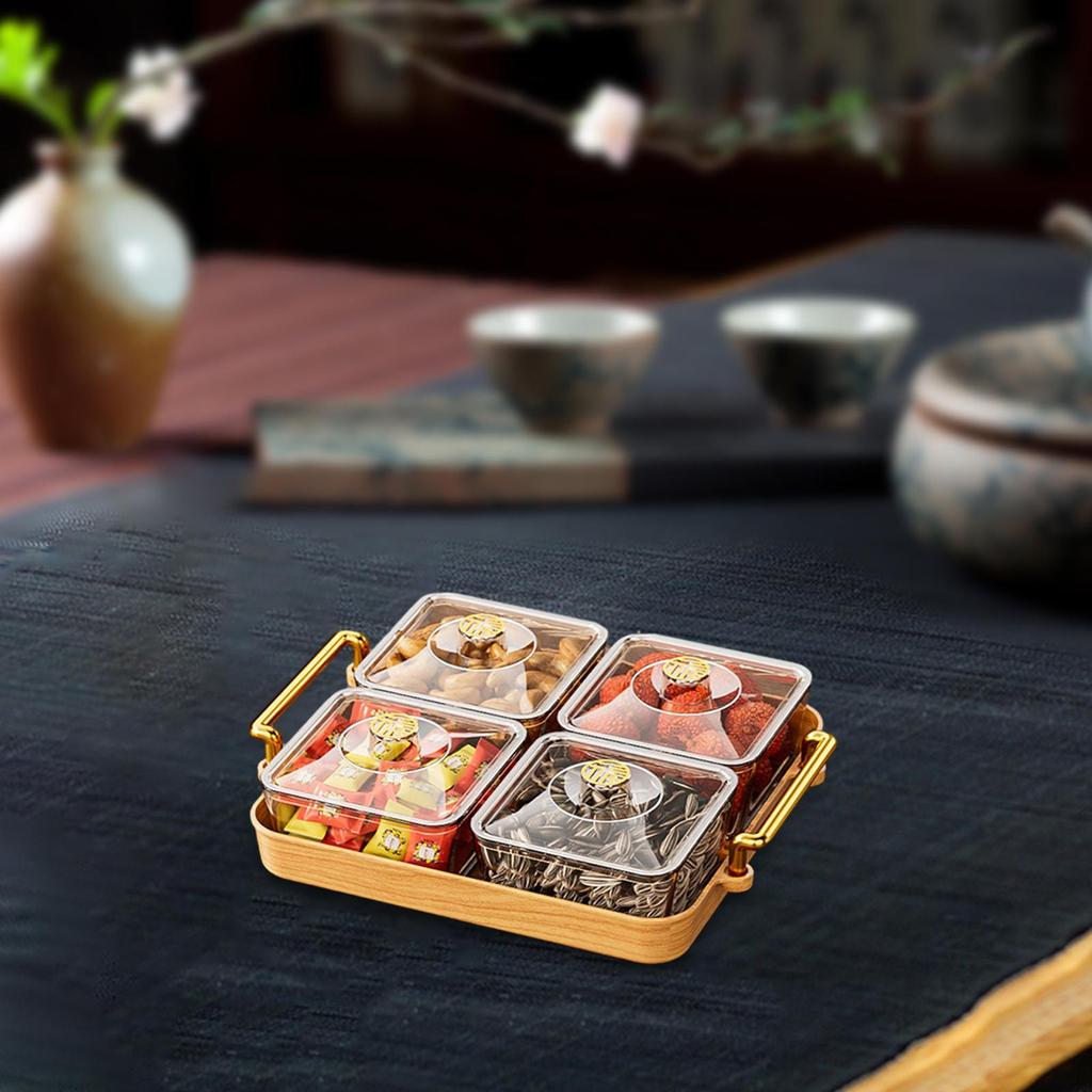 Поднос для сервировки отсека с крышкой, закуска, десерт, прозрачная крышка, ящик для хранения продуктов питания