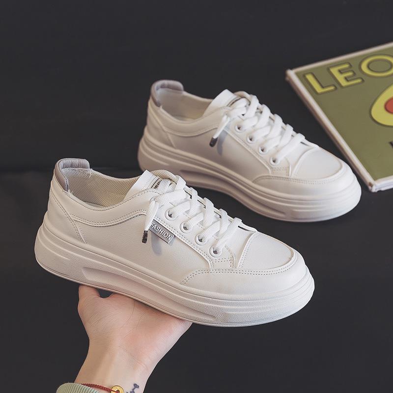 Корейская версия Ins Single Shoes Повседневная обувь Женская обувь для девочек Дышащая кожаная белая обувь для женщин