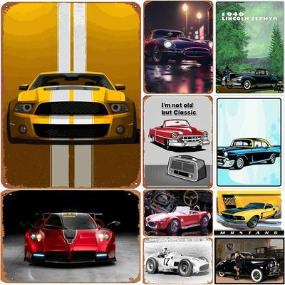 Винтажные металлические жестяные знаки для автомобилей Benz Mustang, постеры, настенные украшения для гаражных баров, мужских пещер, кафе, клубов, ретро-постеров, табличек