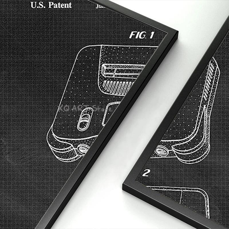 Винтажная ручка для игры Патентный постер Печать Художественное произведение Настенное искусство Постеры Домашнее украшение Чертеж Картина на холсте Безрамный декор Подарок