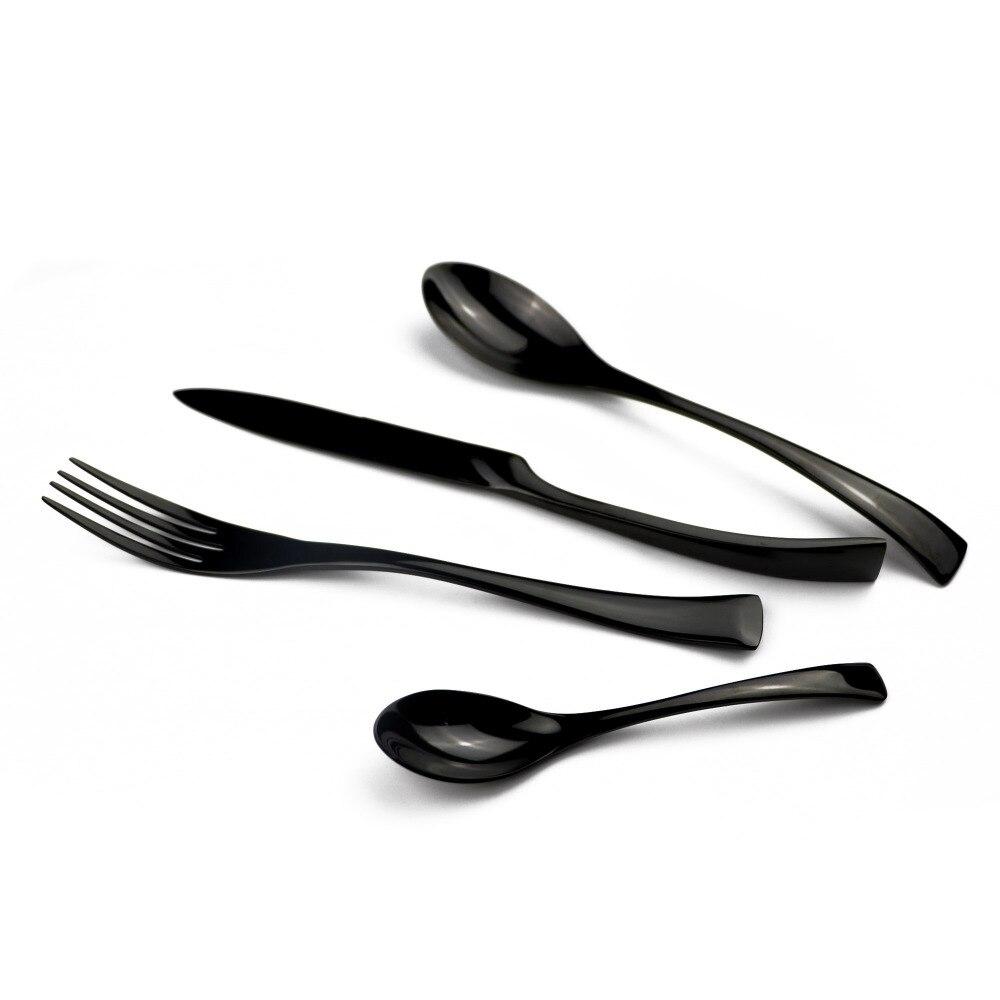 4 Pcs/Set Black Thicken Cutlery Set Stainless Steel Dinnerware Western Tableware Sets Fork Steak Knife Spoons Dinnerware Set