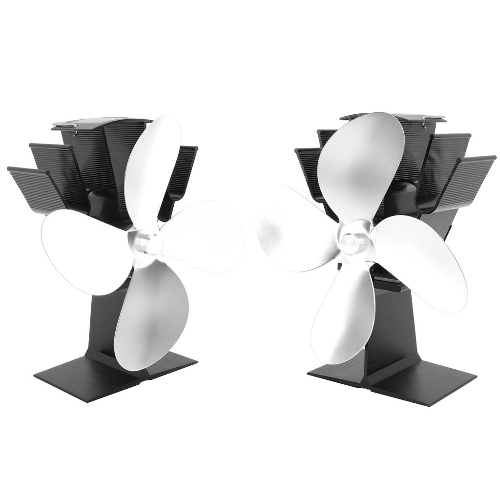 Вентилятор для плиты с 4 лопастями и термометром с тепловым экраном из алюминиевого сплава, бесшумный, с тепловым питанием
